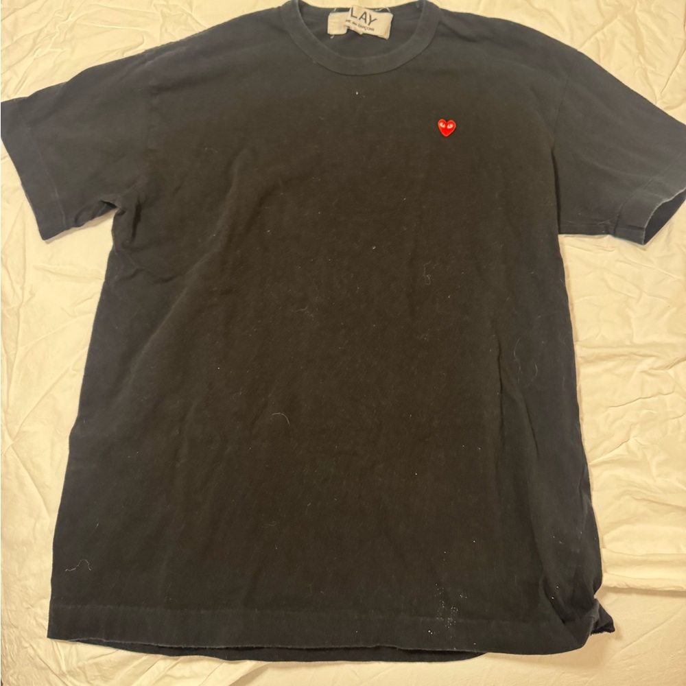 Comme des Garcons Black Tee with Red Heart Accent